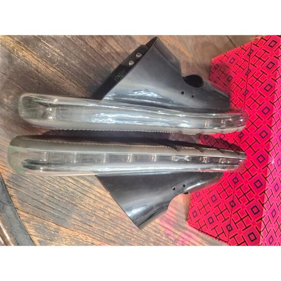 TORY BURCH $228 BLACK BUCKLE JELLY SLIDE SANDAL Shoes Sz 9 Summer Beach pool - Picture 12 of 16